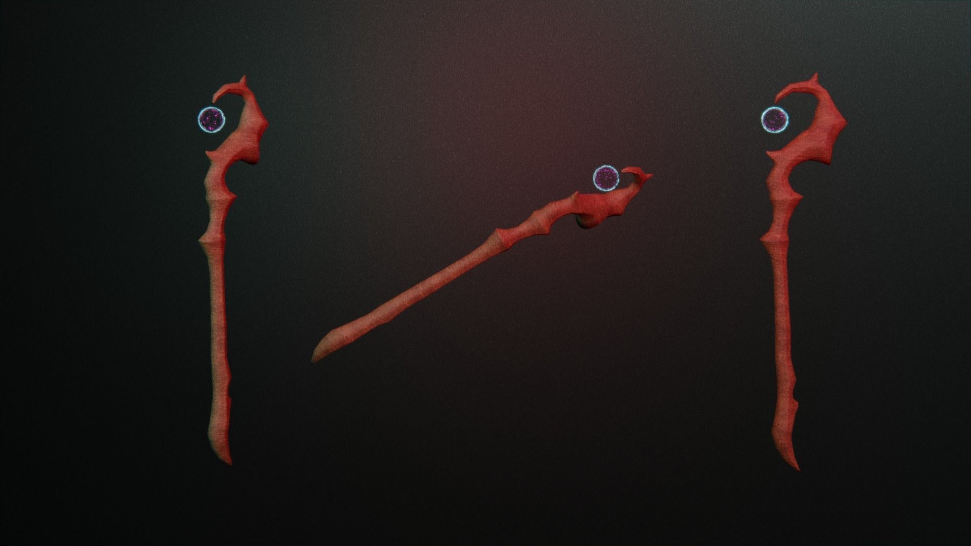 Staff Set Animated Low-poly 3D model_5