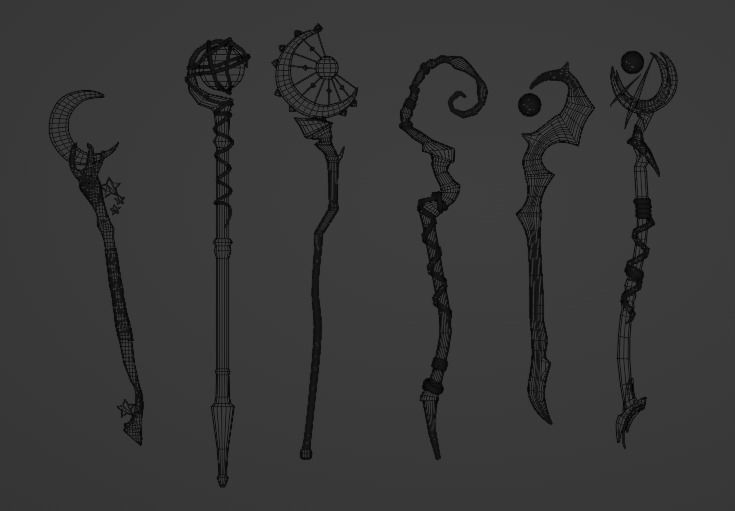 Staff Set Animated Low-poly 3D model_18
