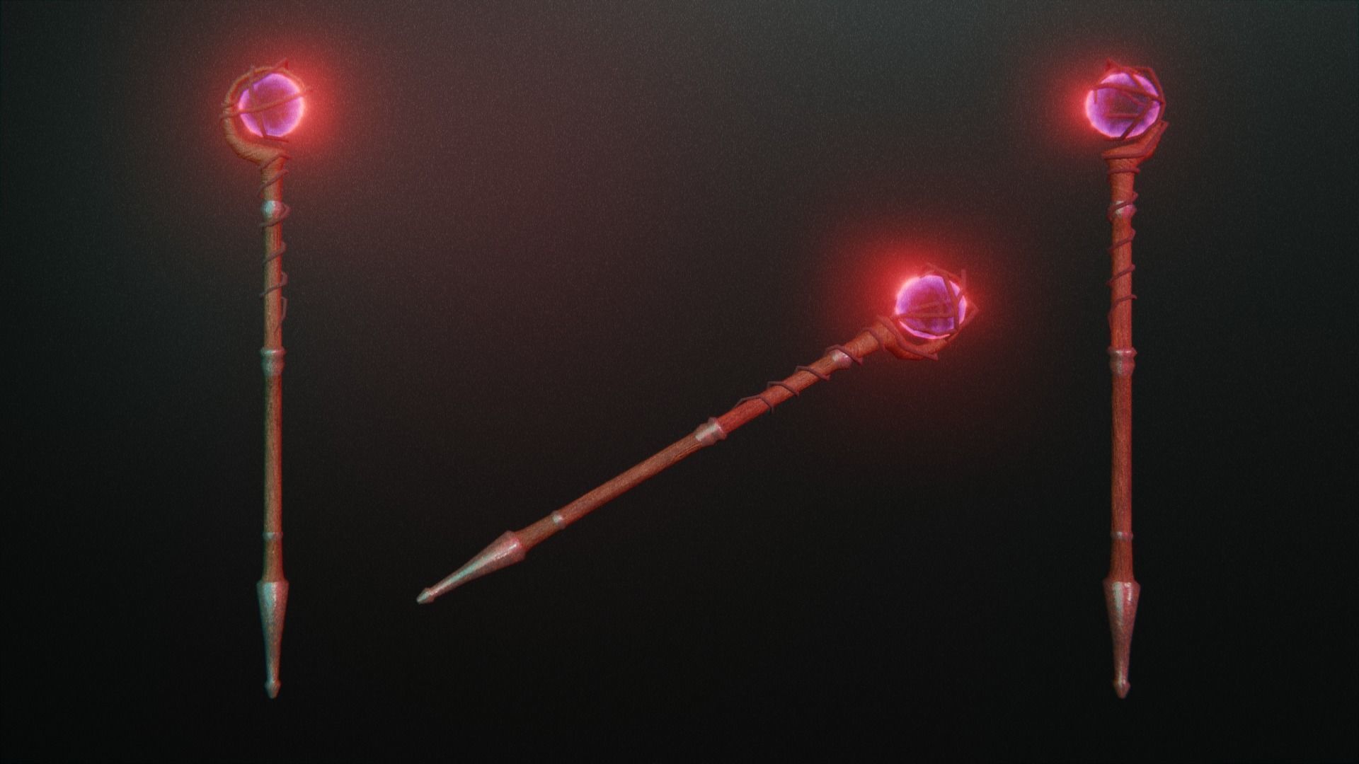 Staff Set Animated Low-poly 3D model_7