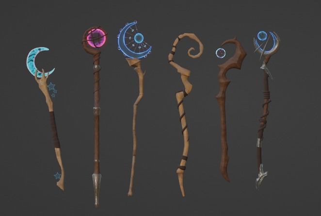 Staff Set Animated Low-poly 3D model_11