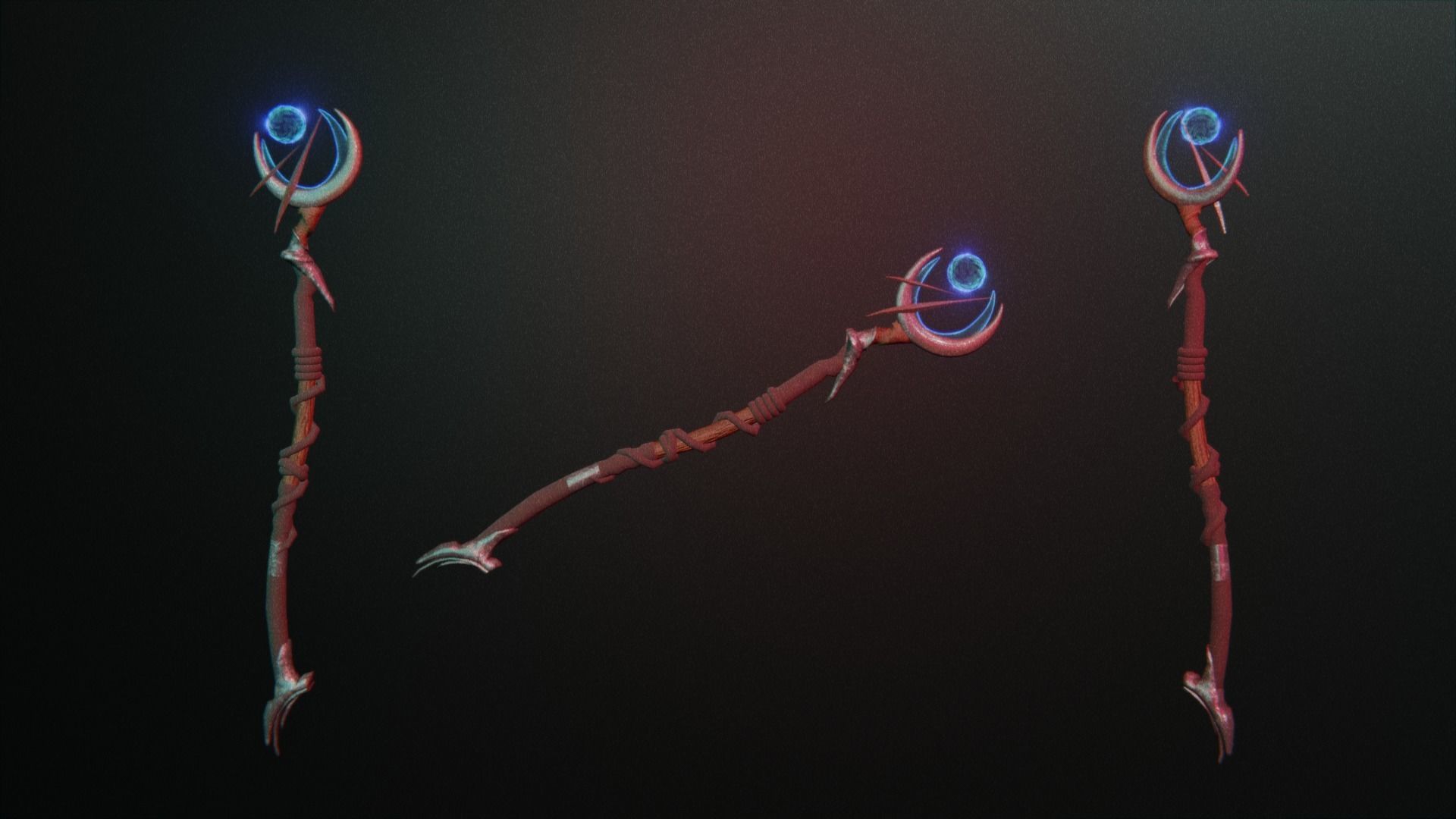 Staff Set Animated Low-poly 3D model_9