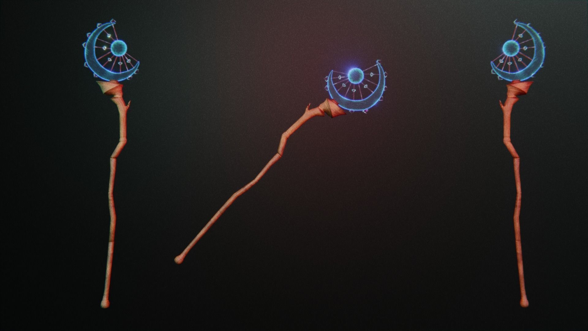 Staff Set Animated Low-poly 3D model_8