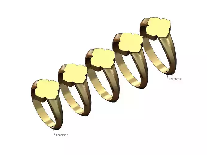 Simple ornamental shaped signet ring US sizes 5to9 