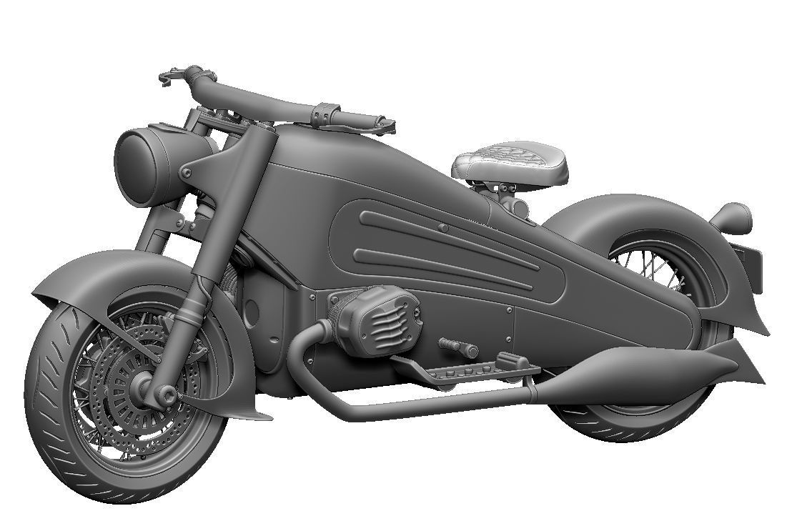 Nostalgia motorcycle Low-poly 3D model_3