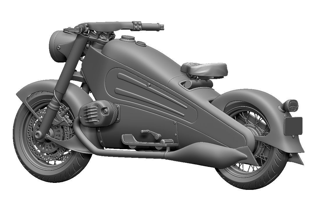 Nostalgia motorcycle Low-poly 3D model_4