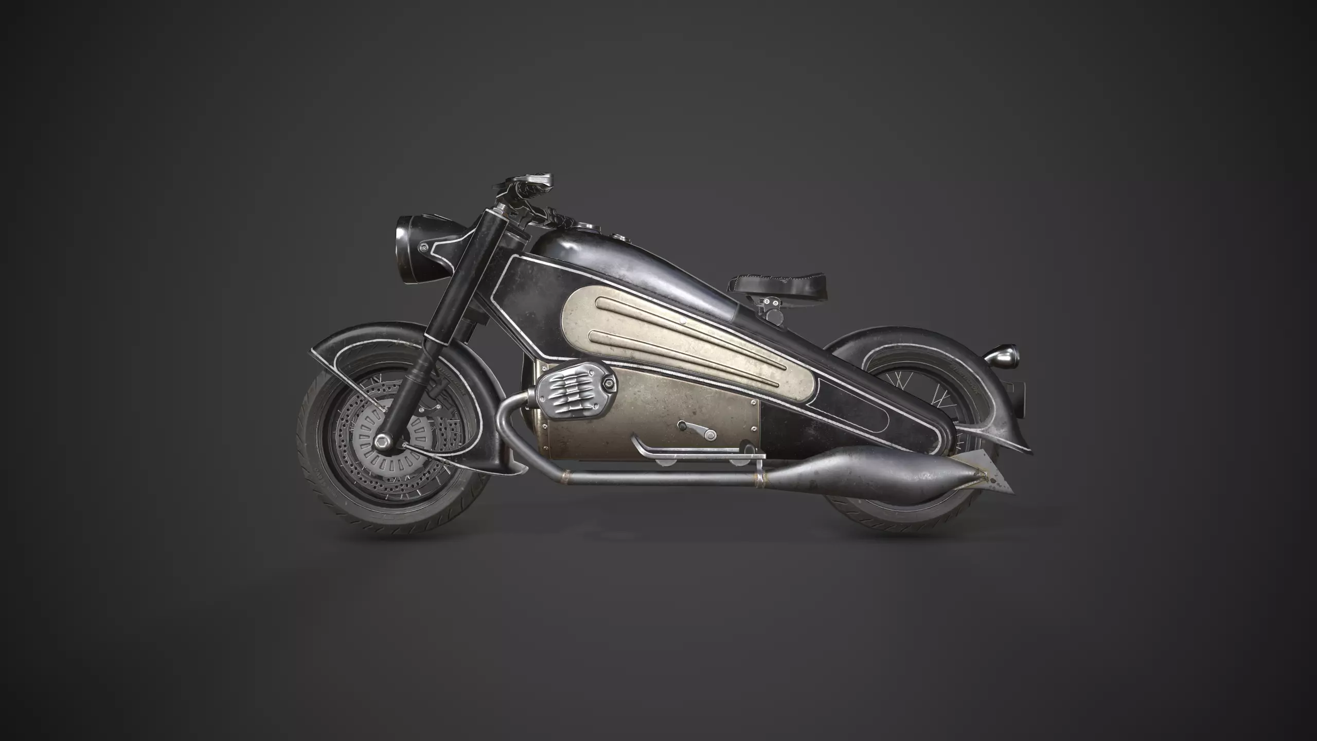 Nostalgia motorcycle Low-poly 3D model_0