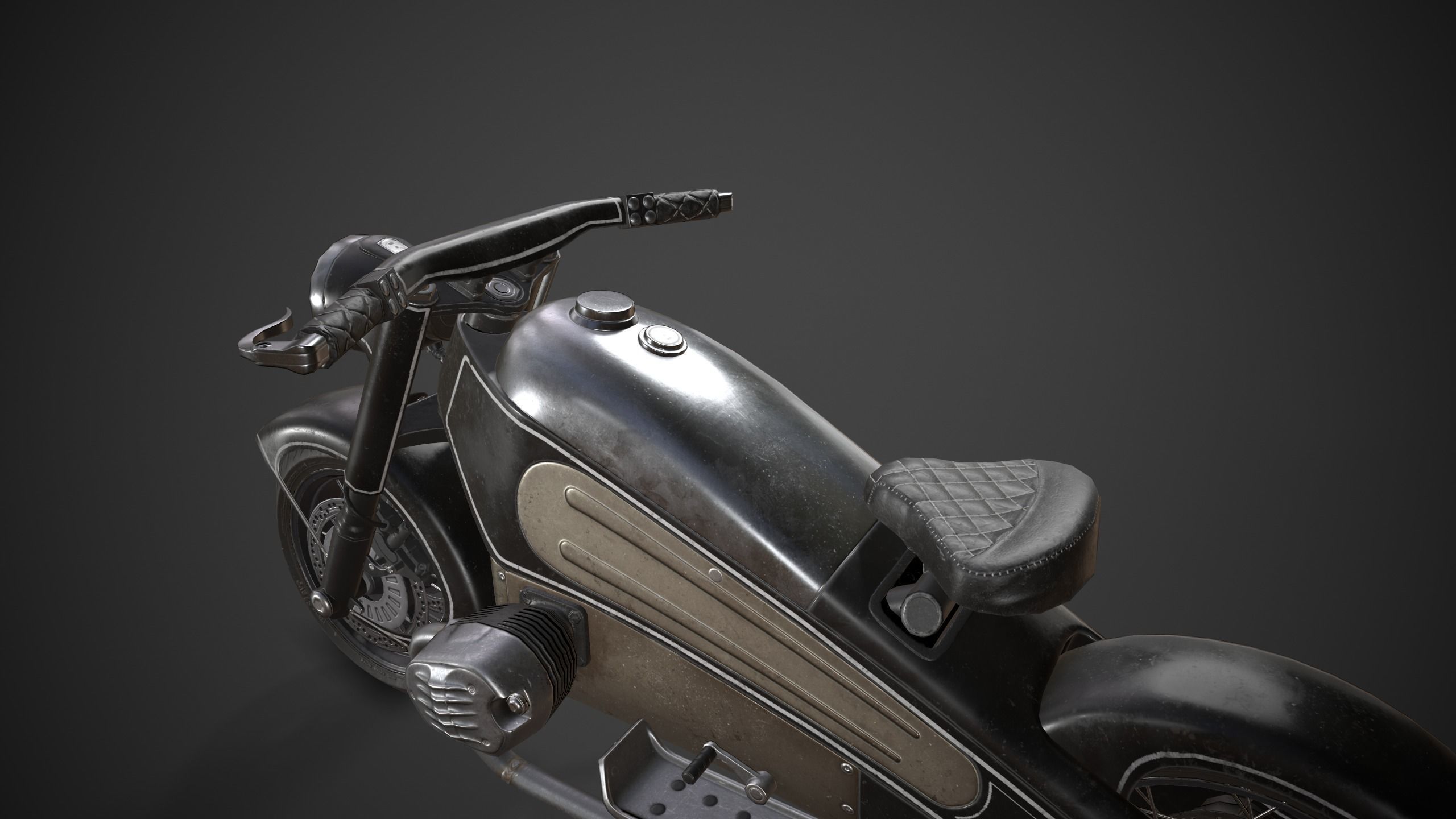 Nostalgia motorcycle Low-poly 3D model_9