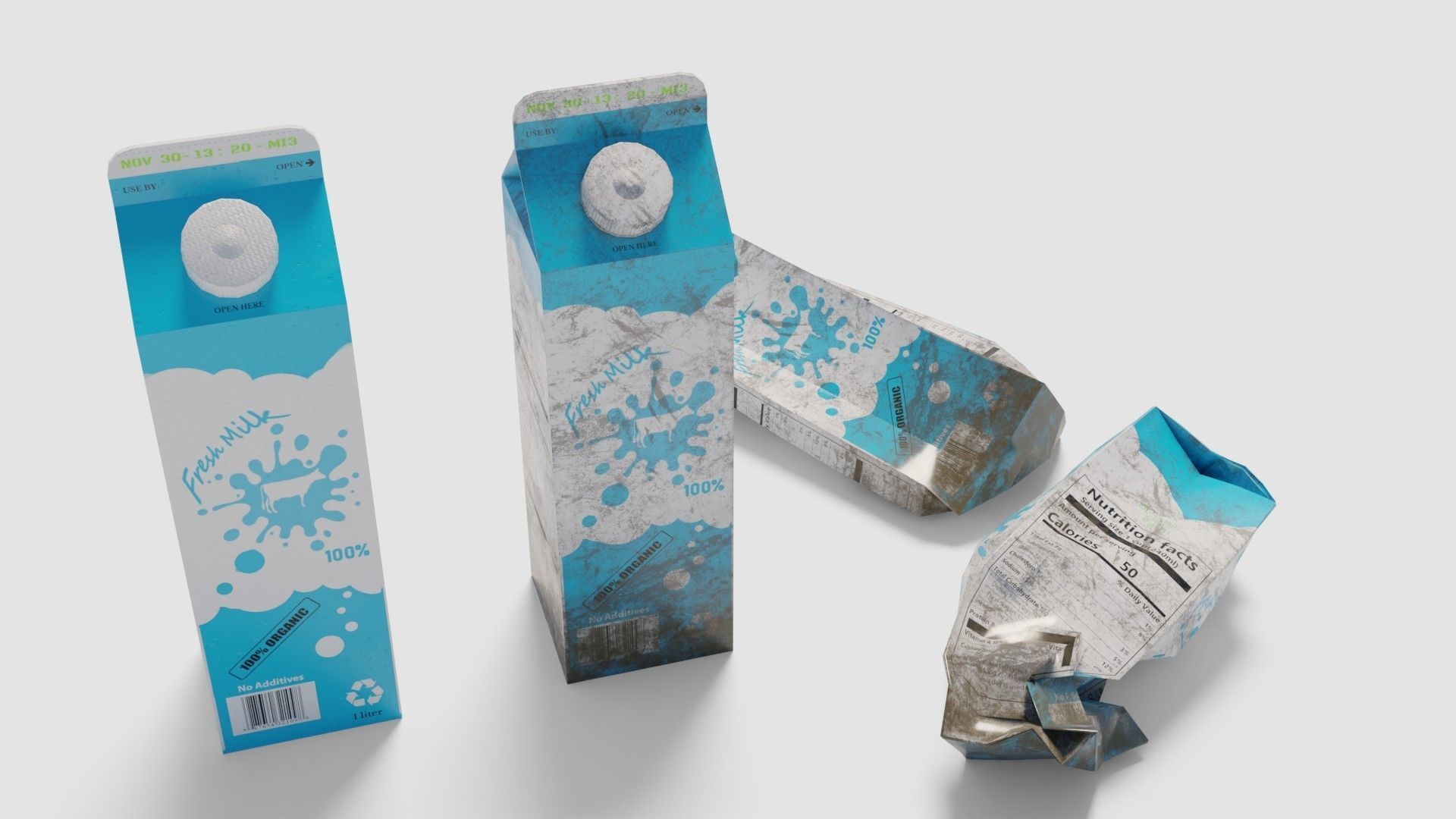 Milk Carton with 2k pbr texture Low-poly 3D model_5