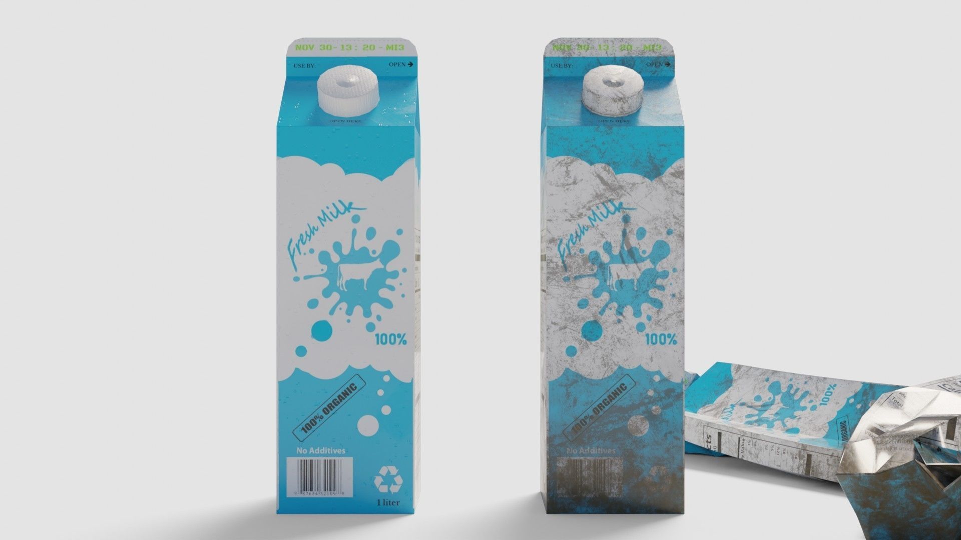 Milk Carton with 2k pbr texture Low-poly 3D model_2