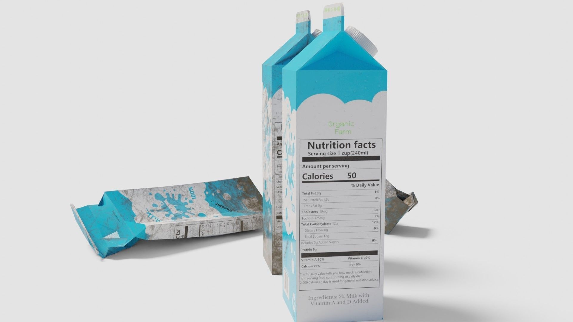 Milk Carton with 2k pbr texture Low-poly 3D model_6
