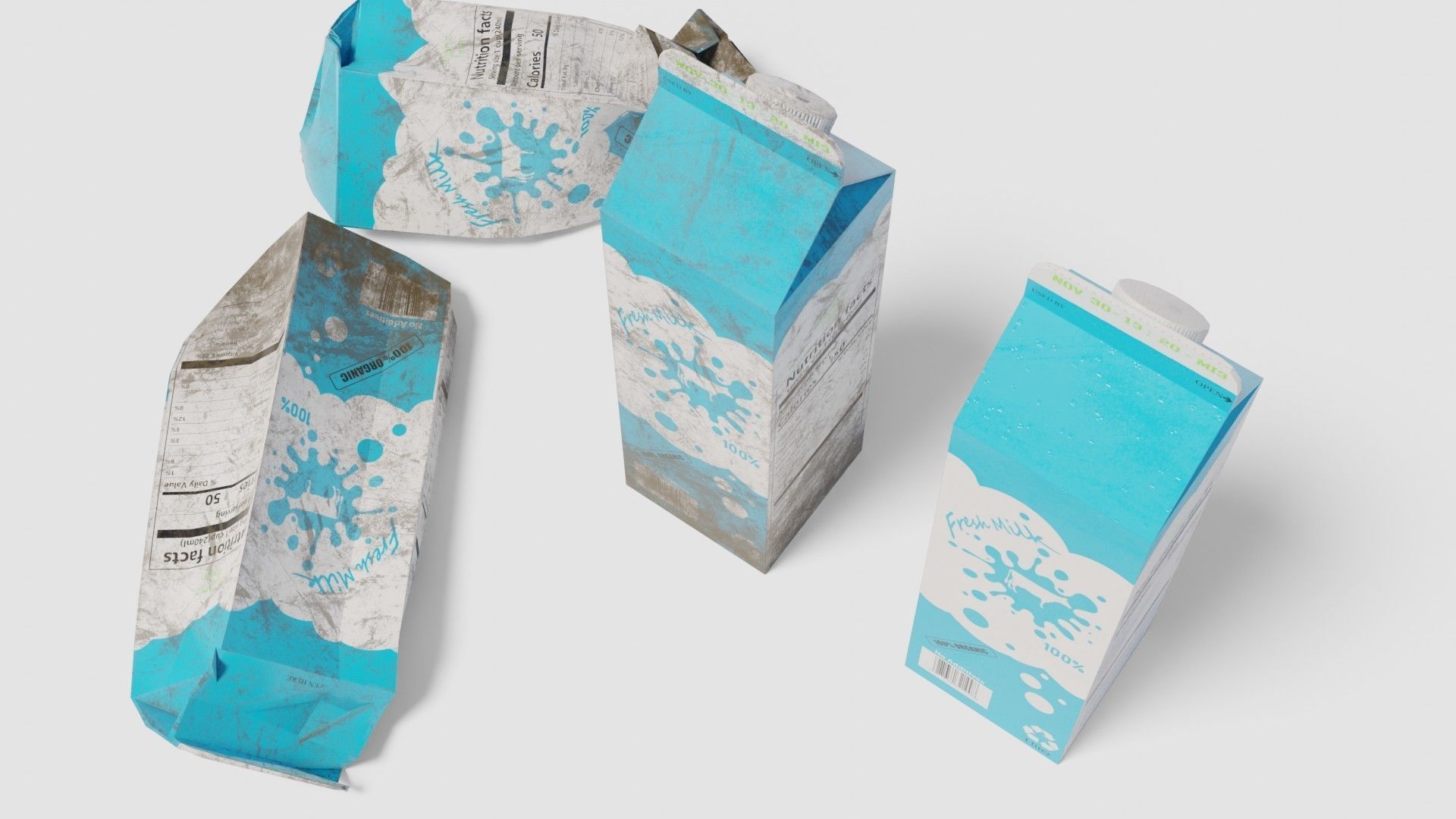 Milk Carton with 2k pbr texture Low-poly 3D model_4