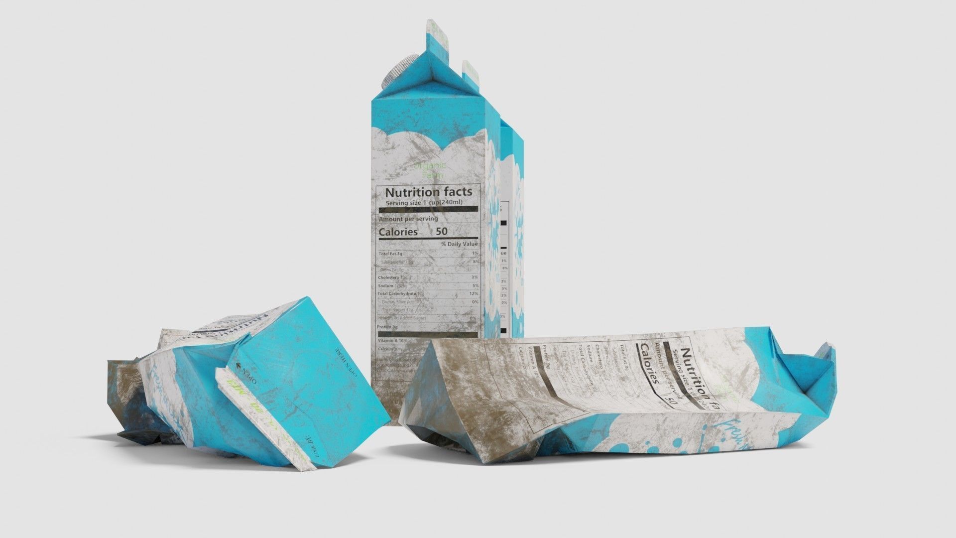 Milk Carton with 2k pbr texture Low-poly 3D model_1