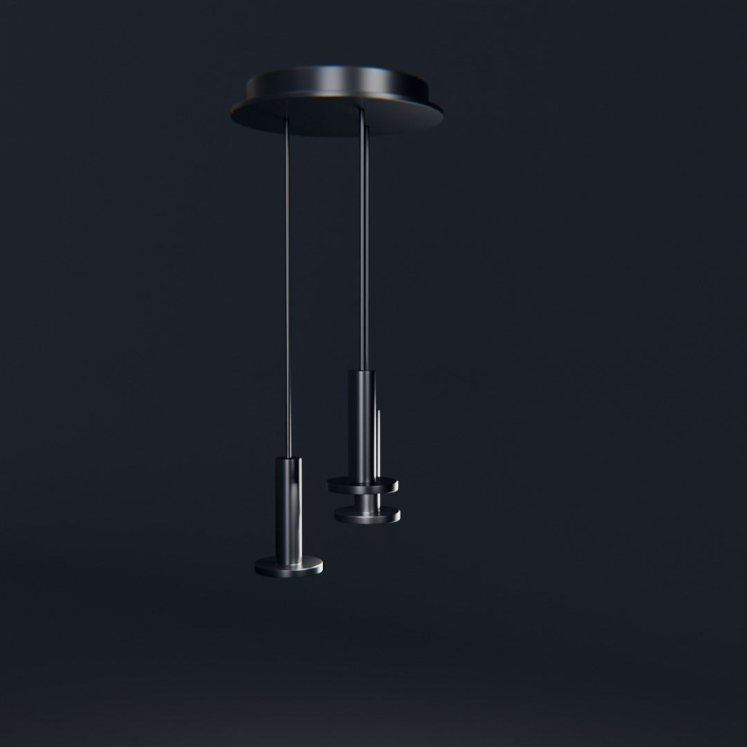 Cielo 3 Chandelier 2 different colors Low-poly 3D model_4