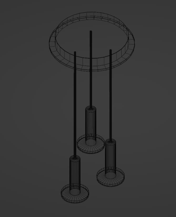 Cielo 3 Chandelier 2 different colors Low-poly 3D model_13