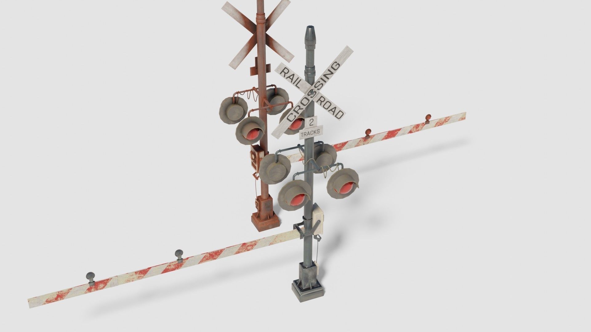 Railroad Crossing Gate with pbr textures Low-poly 3D model_4