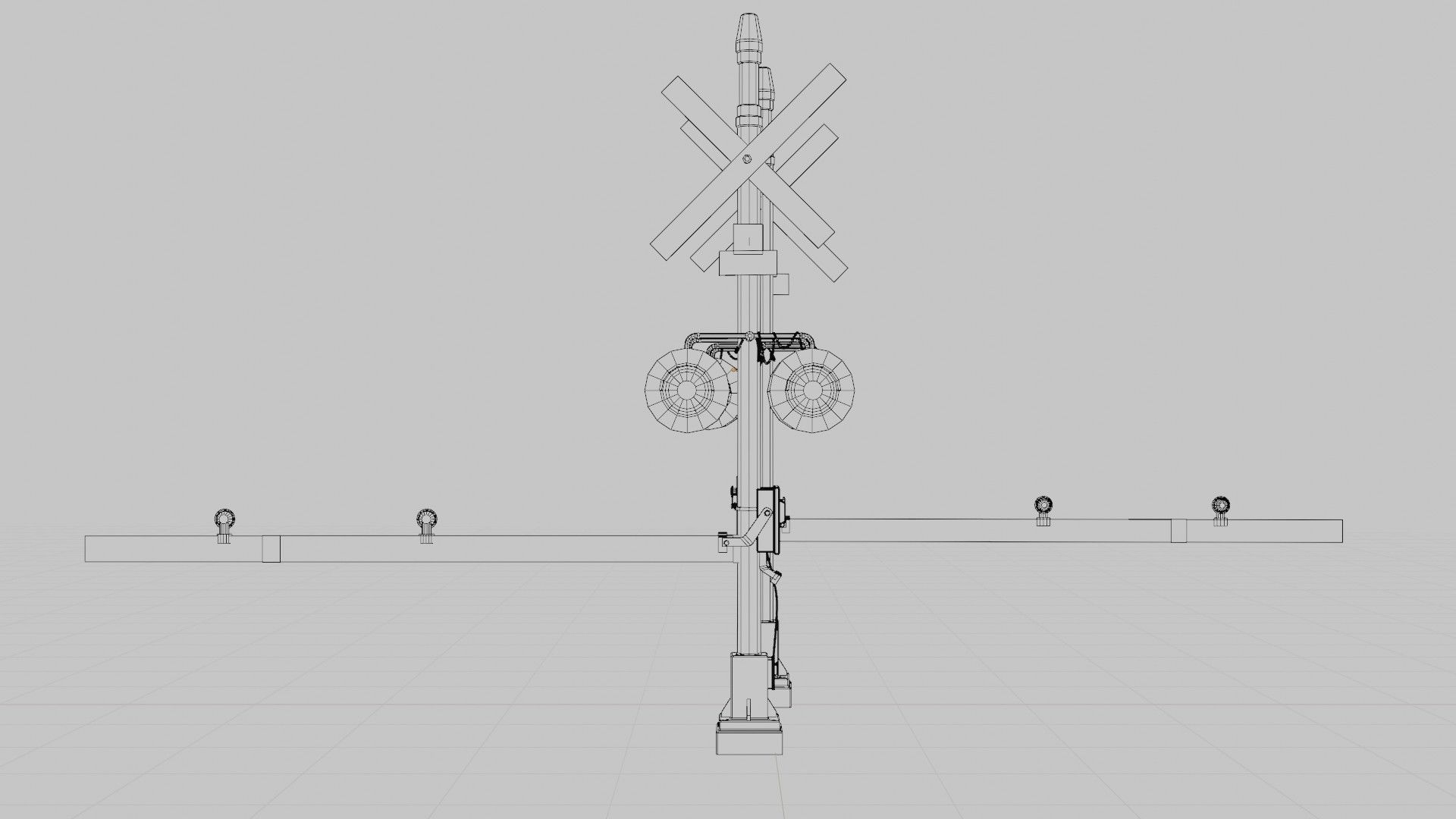 Railroad Crossing Gate with pbr textures Low-poly 3D model_9