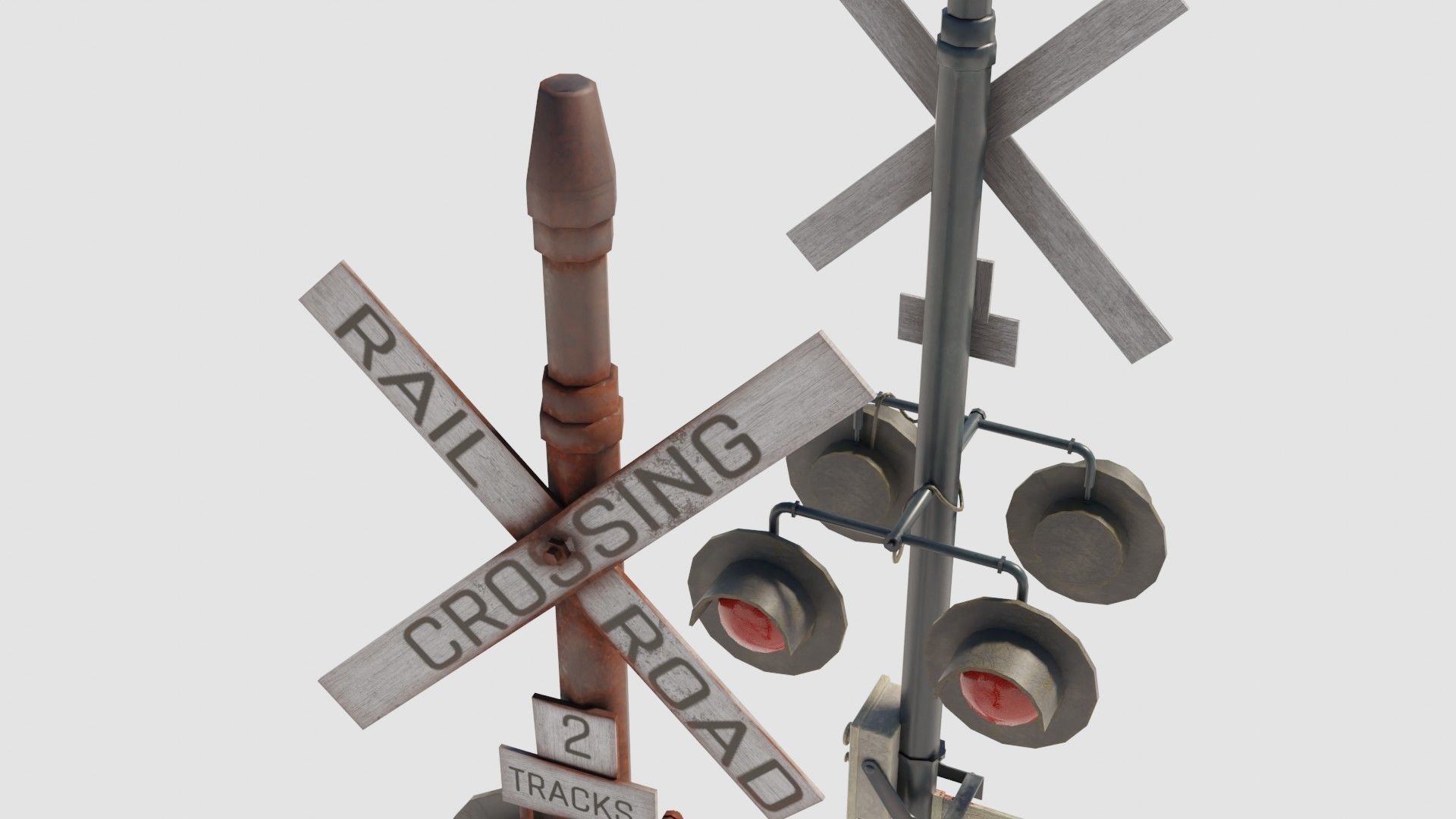 Railroad Crossing Gate with pbr textures Low-poly 3D model_2