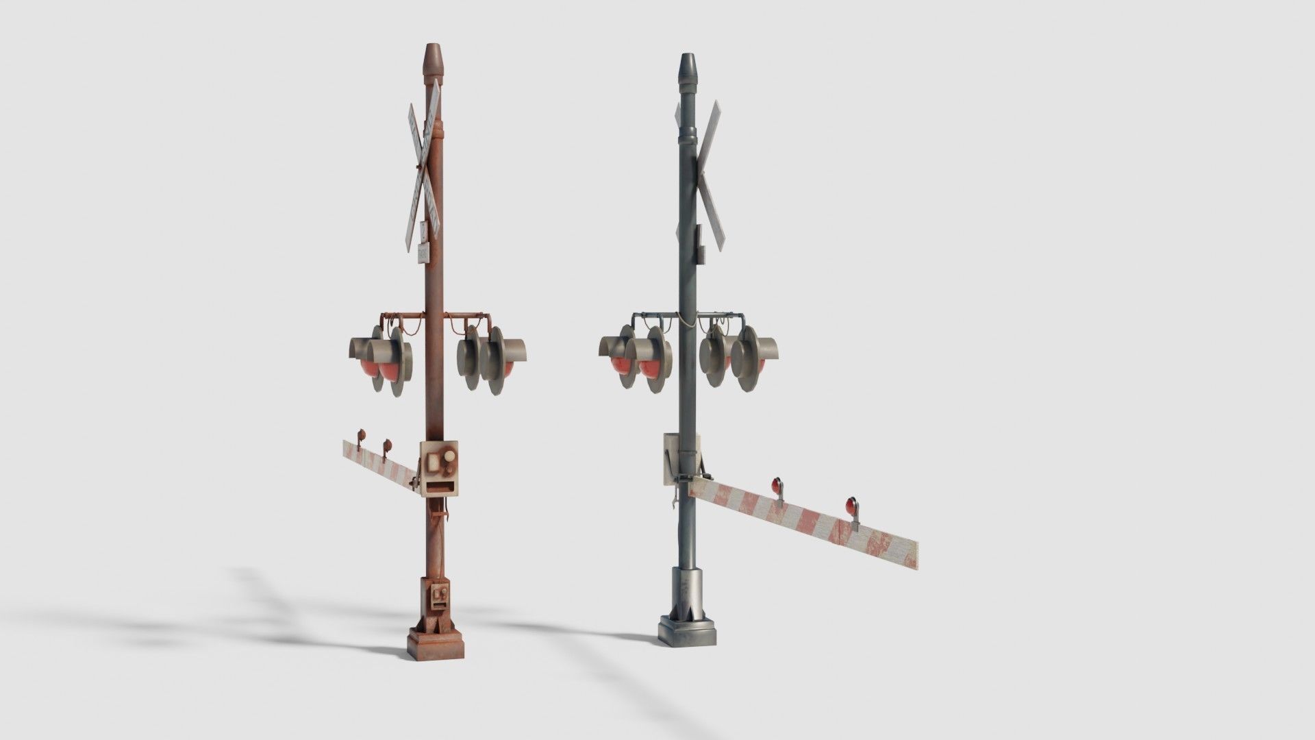 Railroad Crossing Gate with pbr textures Low-poly 3D model_8