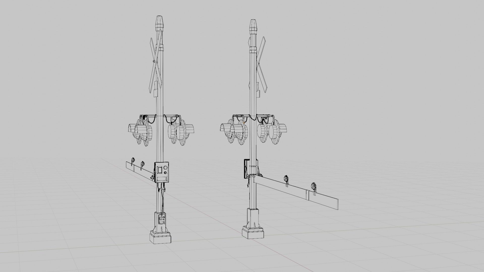 Railroad Crossing Gate with pbr textures Low-poly 3D model_11