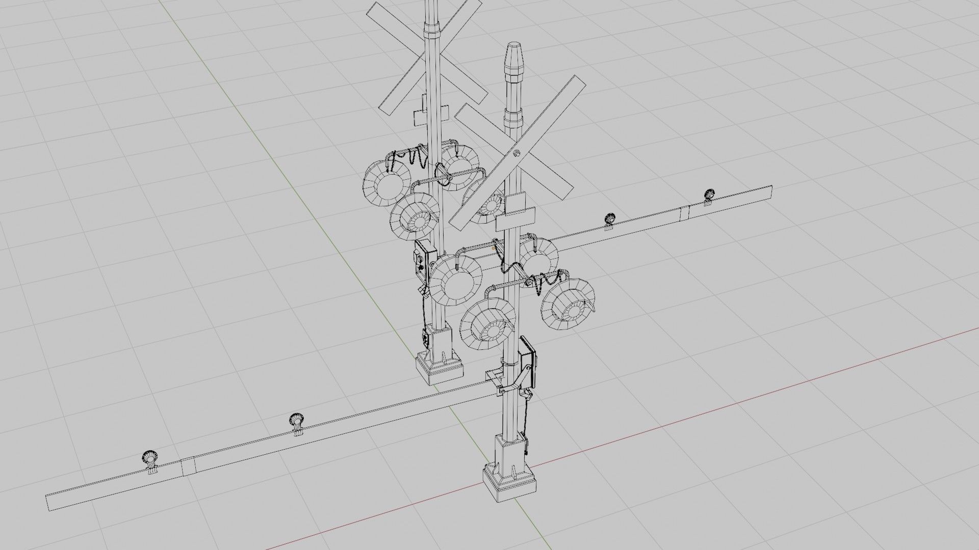 Railroad Crossing Gate with pbr textures Low-poly 3D model_15