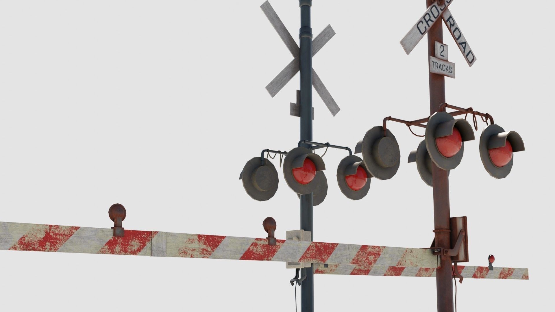 Railroad Crossing Gate with pbr textures Low-poly 3D model_5