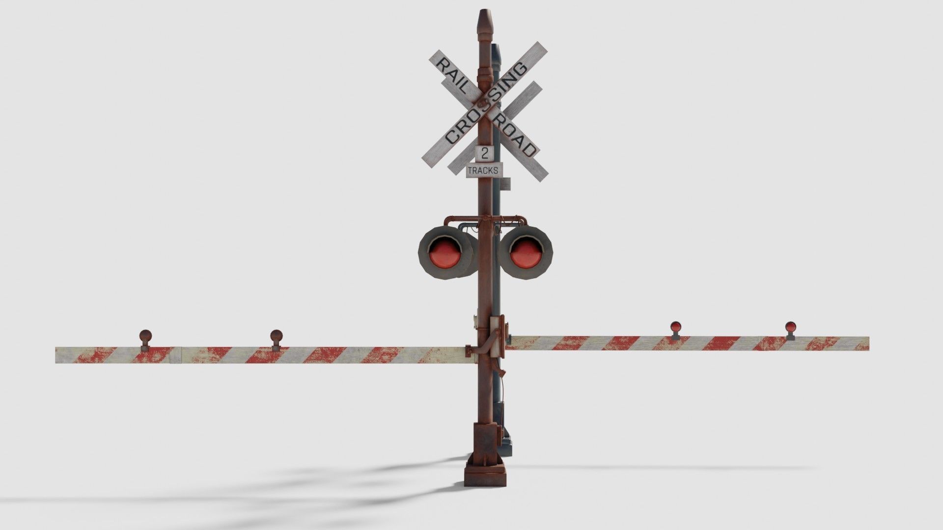 Railroad Crossing Gate with pbr textures Low-poly 3D model_3