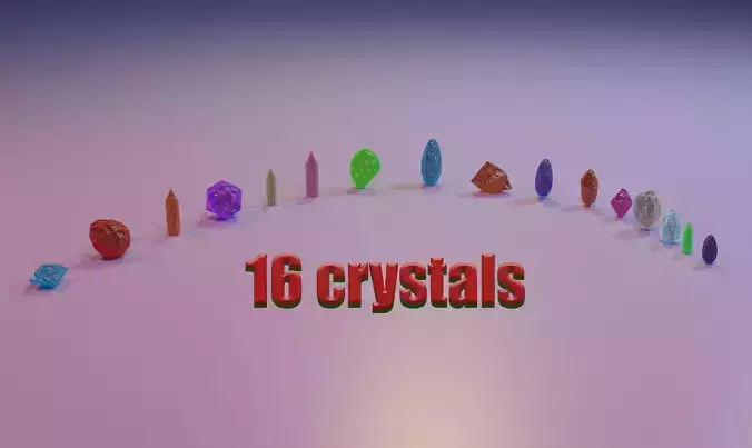 crystals three different colored