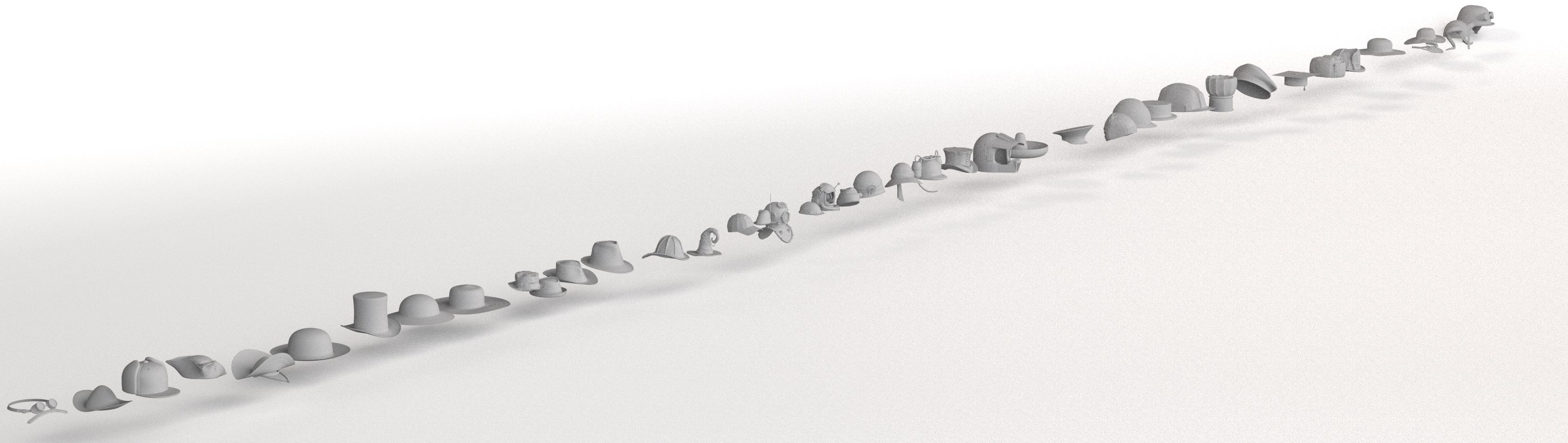 Hat Collection Total 42 Hats From All Fields NFT and Game Ready Low-poly 3D model_4