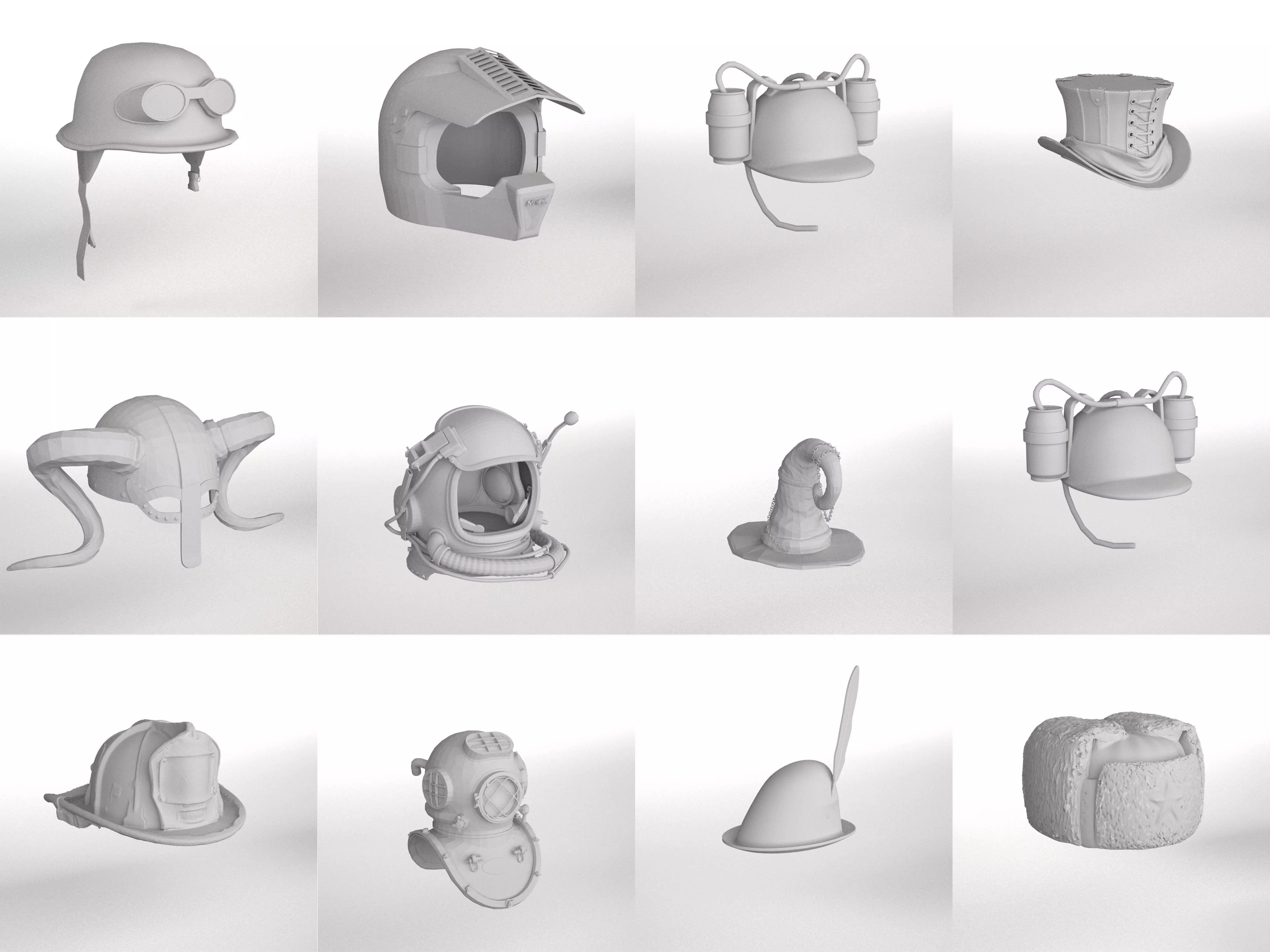 Hat Collection Total 42 Hats From All Fields NFT and Game Ready Low-poly 3D model_0