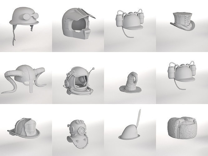 Hat Collection Total 42 Hats From All Fields NFT and Game Ready Low-poly 3D model