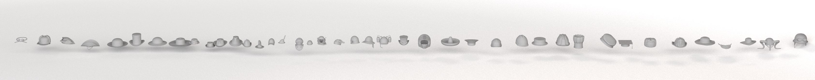 Hat Collection Total 42 Hats From All Fields NFT and Game Ready Low-poly 3D model_3