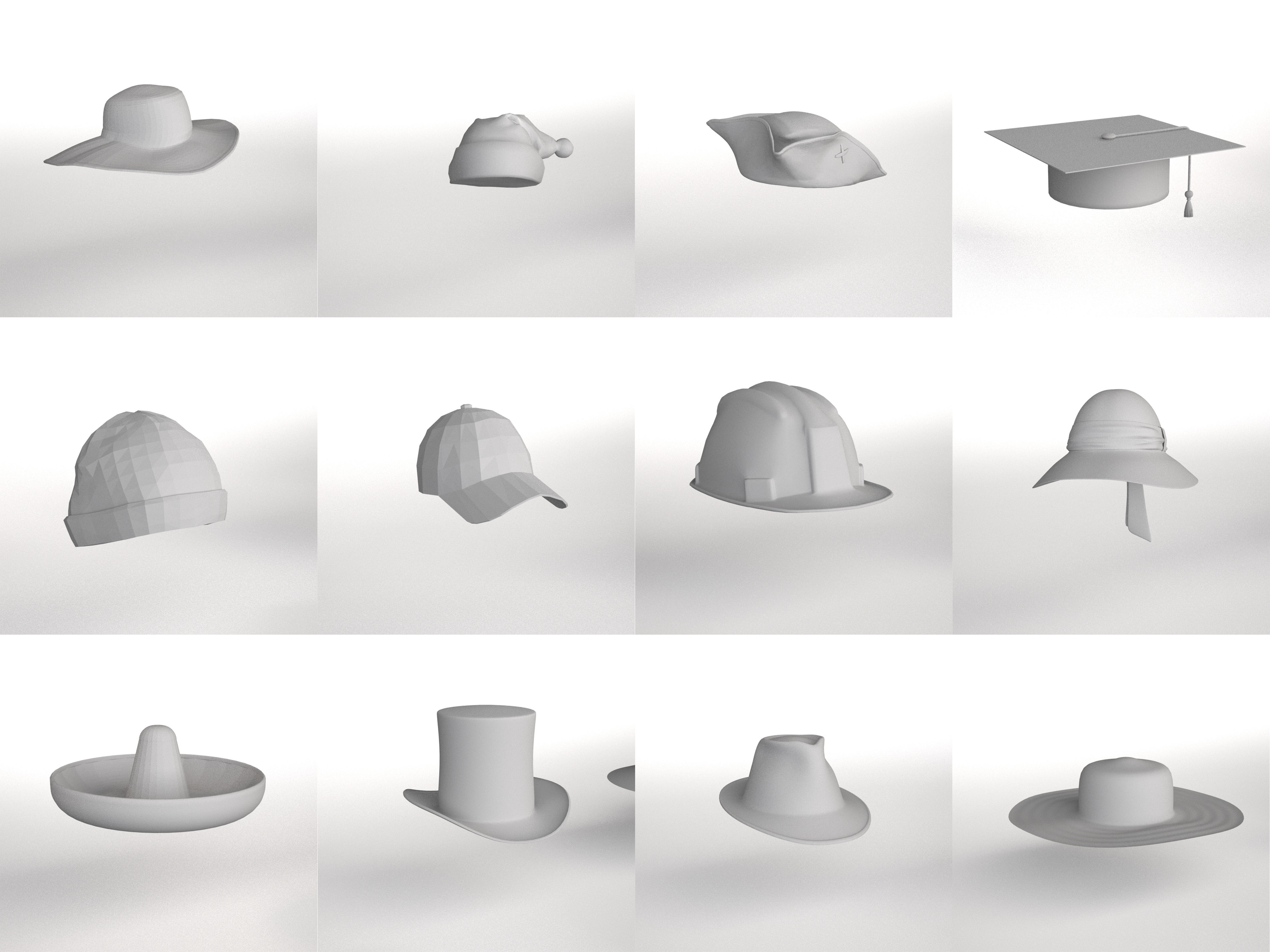 Hat Collection Total 42 Hats From All Fields NFT and Game Ready Low-poly 3D model_2