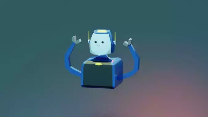 Blue the Robot Free low-poly 3D model