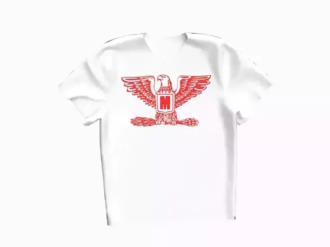 White T-Shirt 3D Model with a Bald Eagle - Letter M