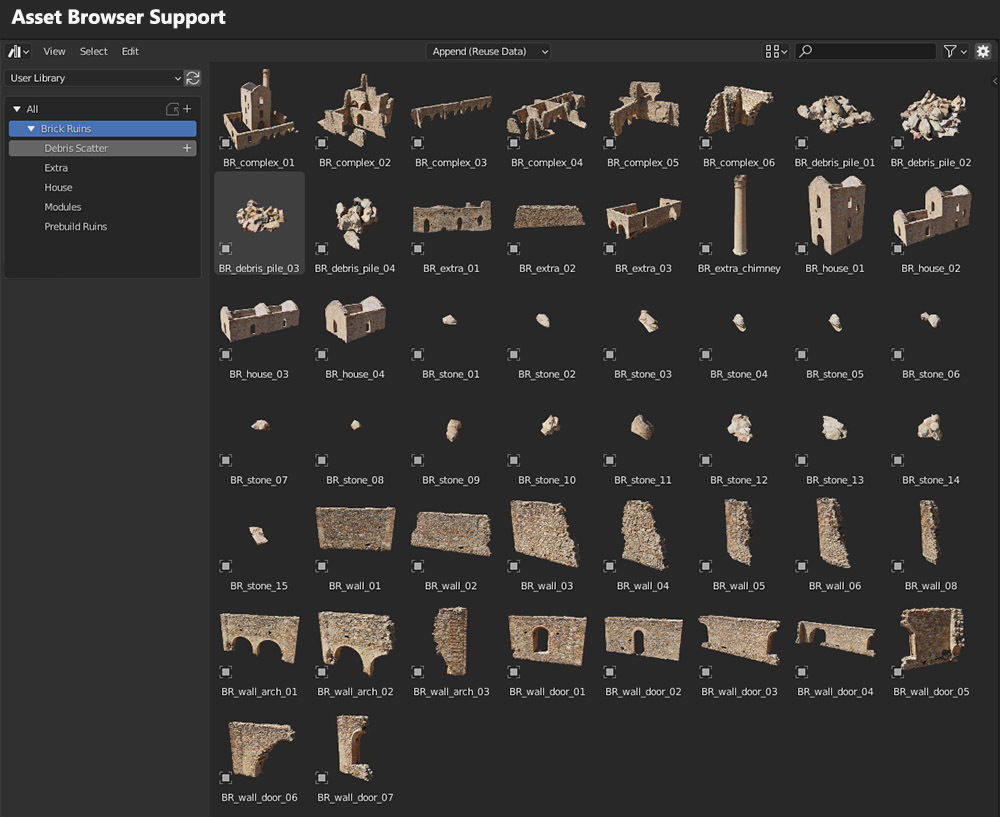 Modular Brick Stone Ruin Set Pbr Scan 3D model_14