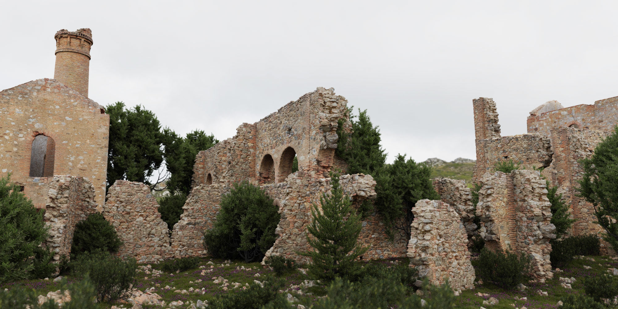 Modular Brick Stone Ruin Set Pbr Scan 3D model_1