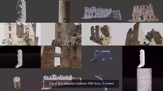 Castle Ruin Modules Collection PBR Scan