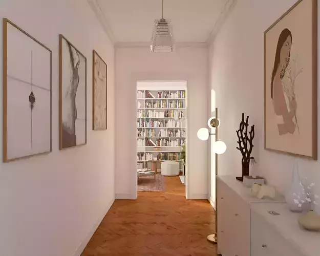 French Hallway and Reading  Room 3D model