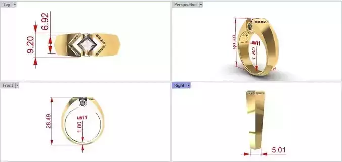 Ring-size11us gold ring with diamonds