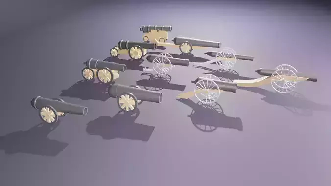 Low-Poly Medieval Cannon Pack
