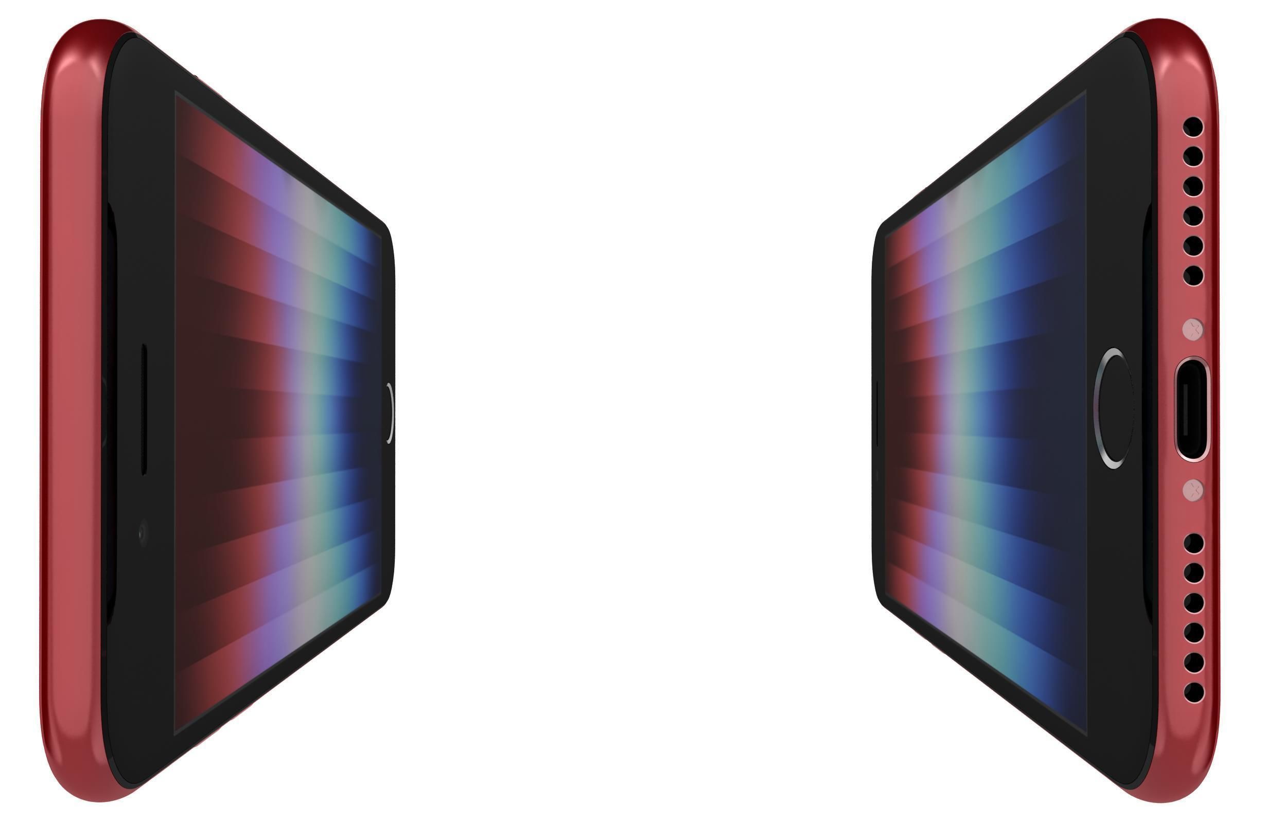Apple iPhone SE 2022 Red Low-poly 3D model_9