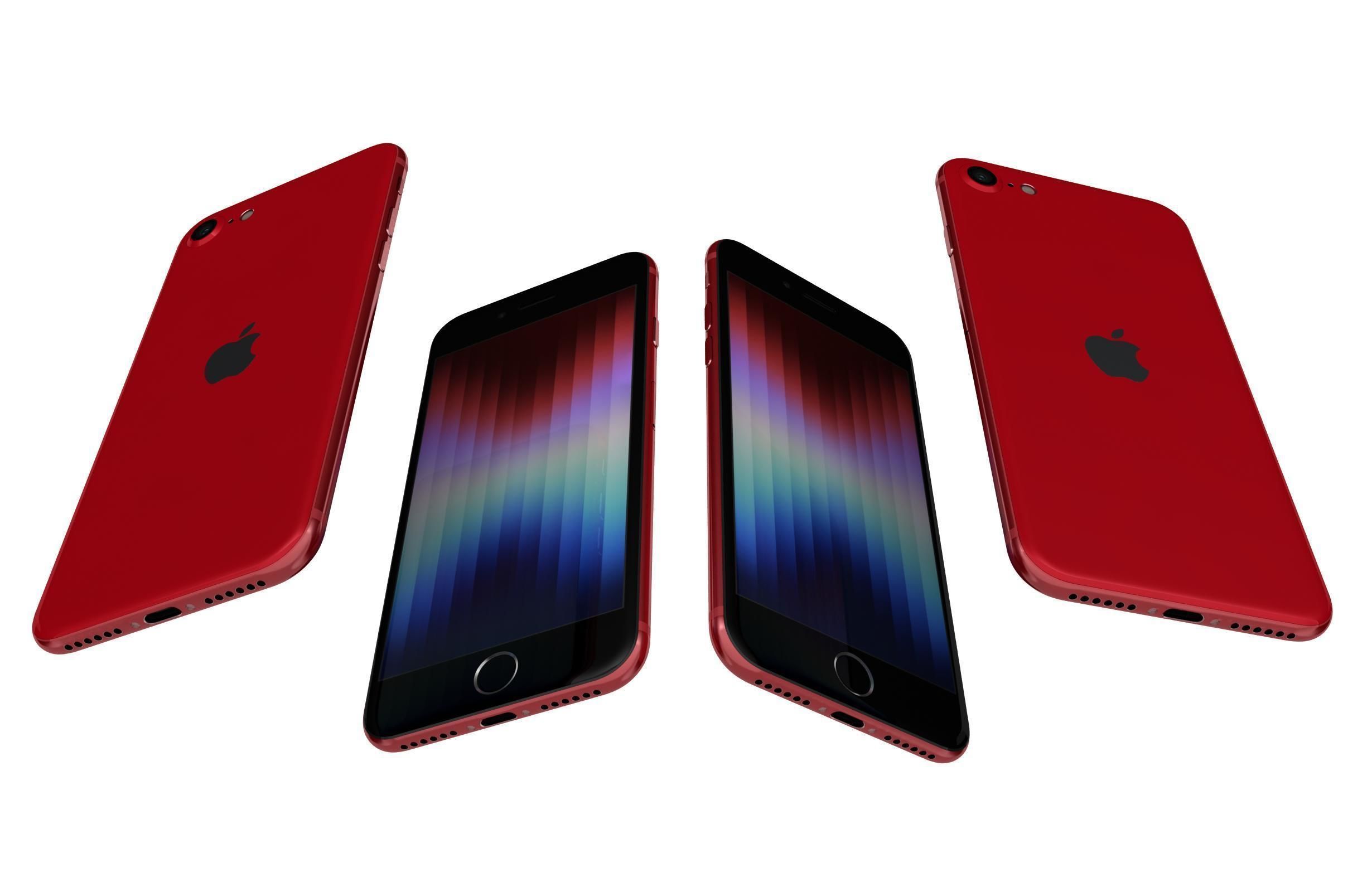 Apple iPhone SE 2022 Red Low-poly 3D model_5