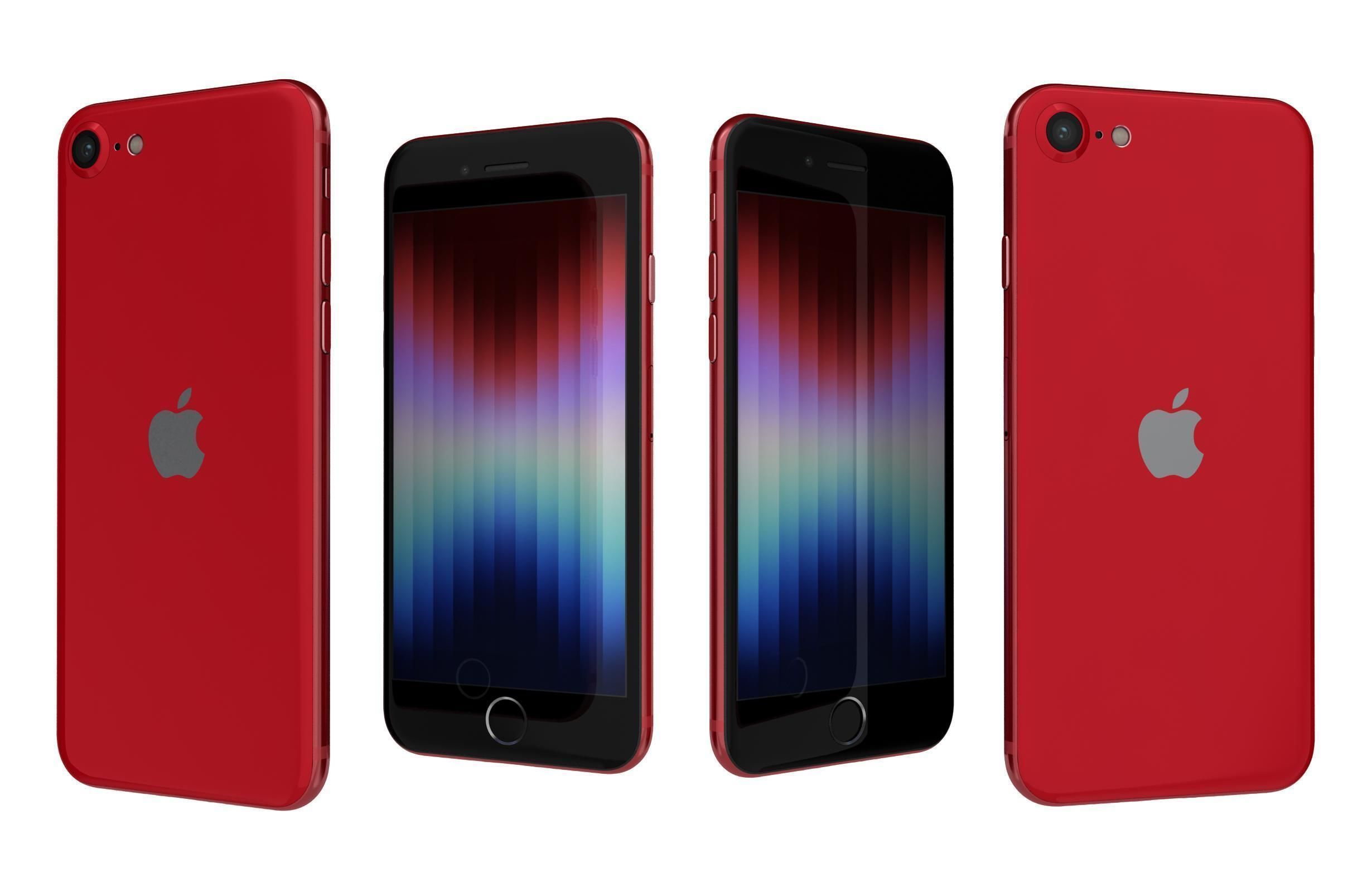 Apple iPhone SE 2022 Red Low-poly 3D model_3