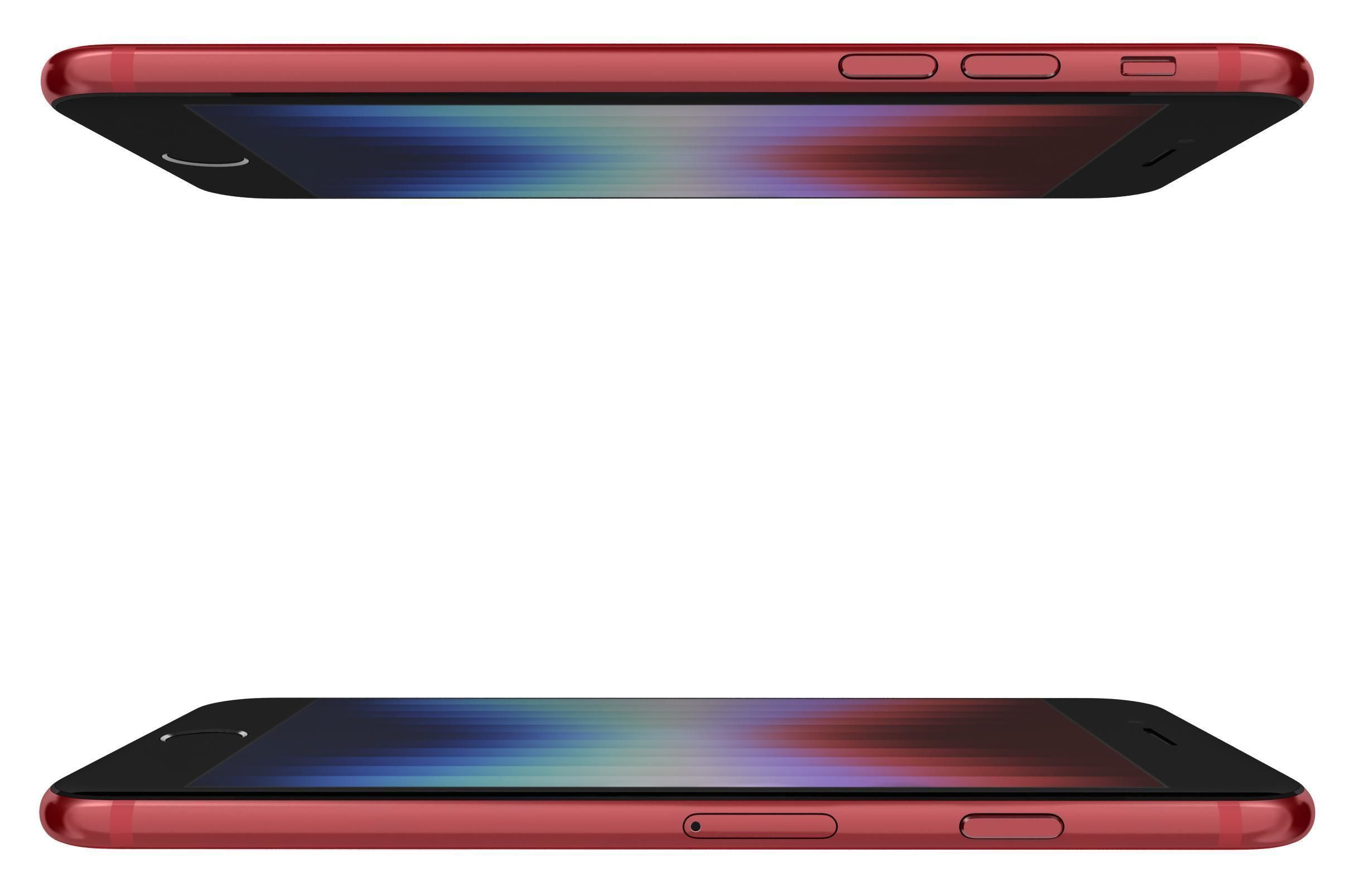 Apple iPhone SE 2022 Red Low-poly 3D model_8