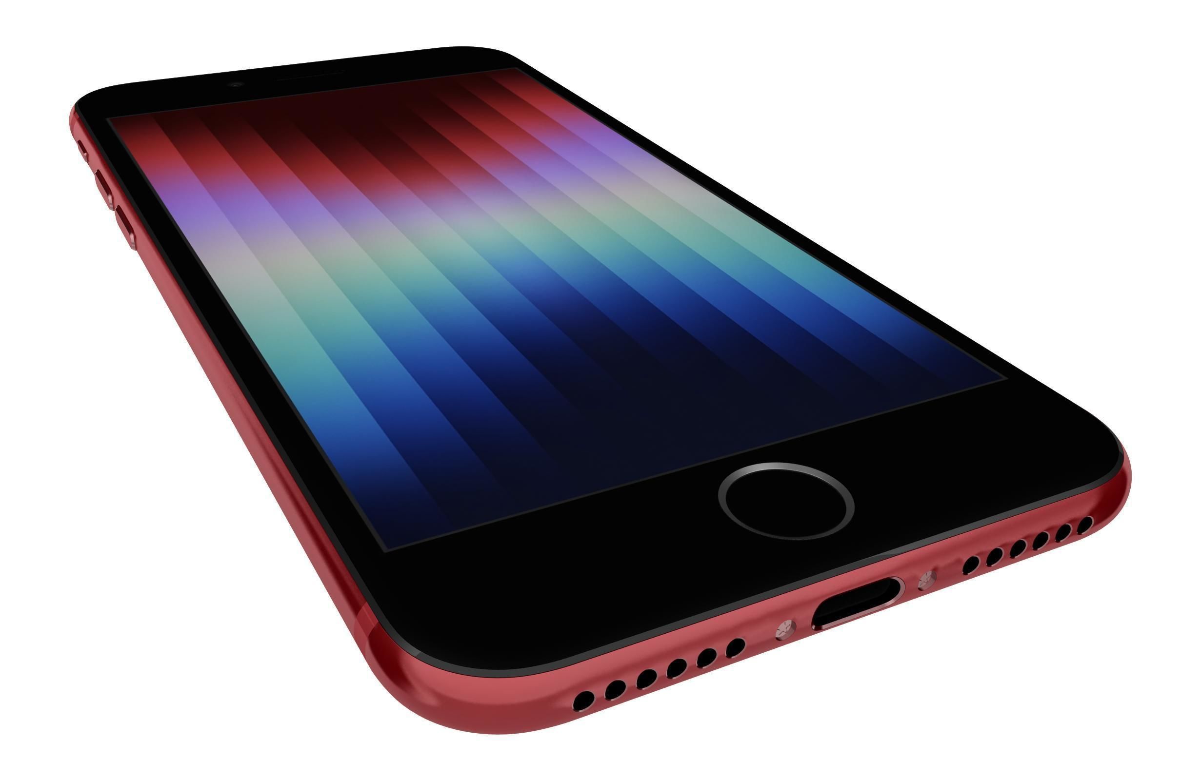 Apple iPhone SE 2022 Red Low-poly 3D model_12