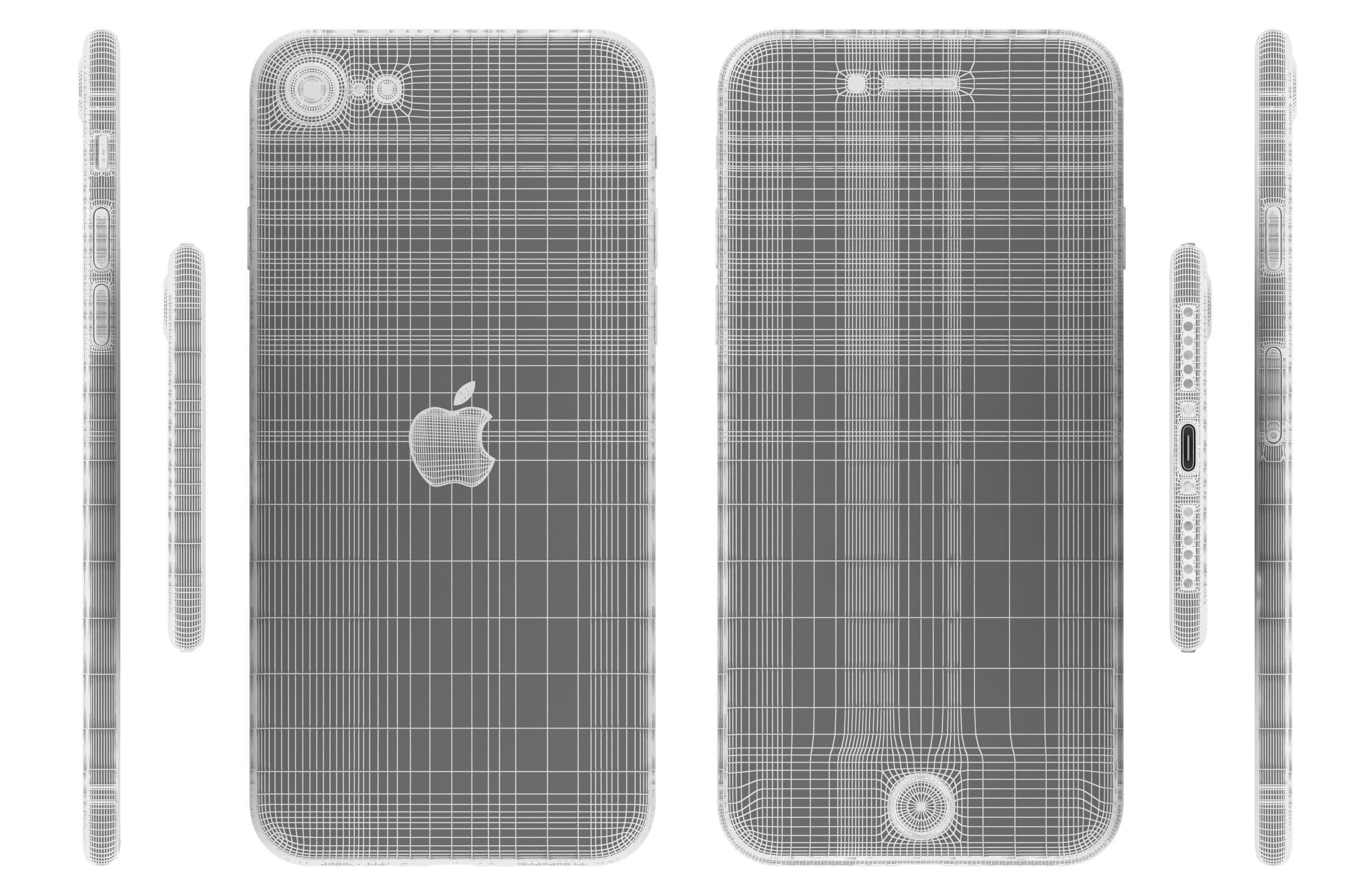 Apple iPhone SE 2022 Red Low-poly 3D model_17