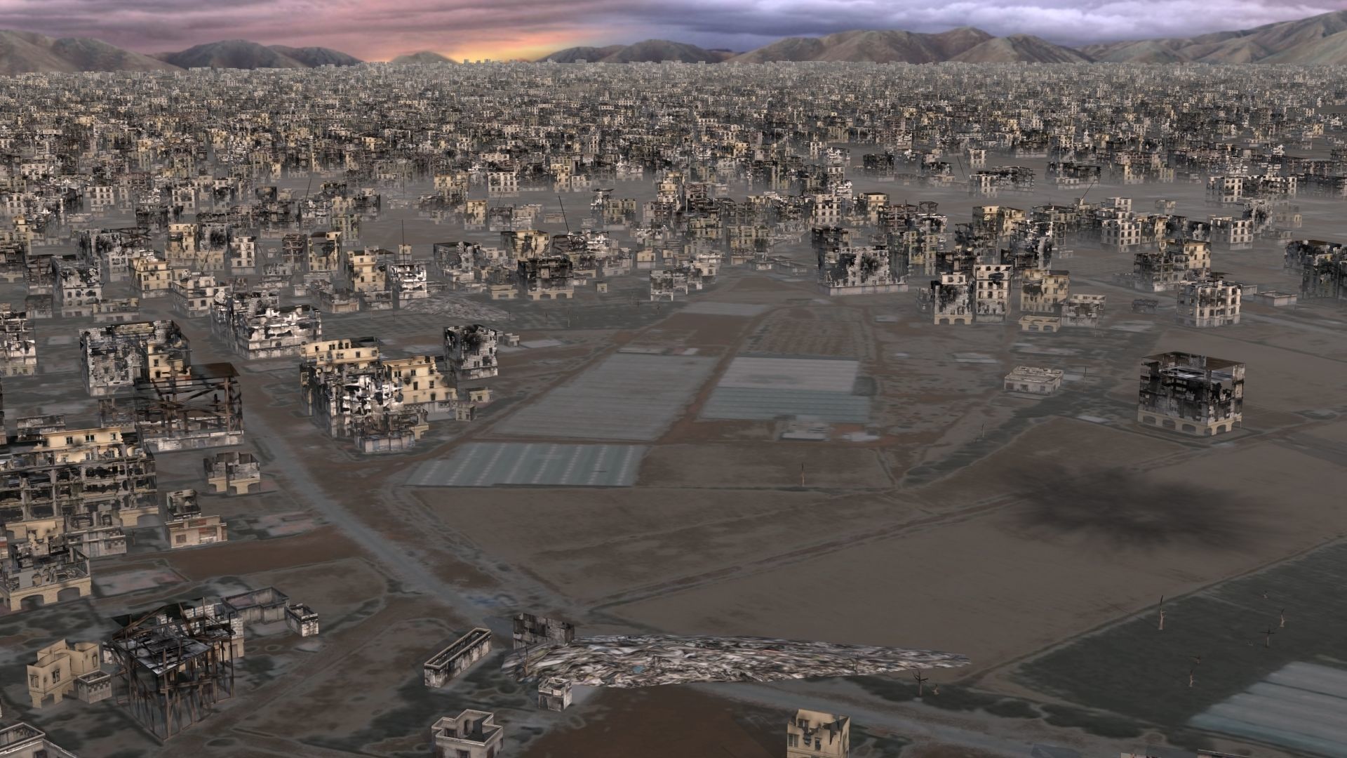 Destroyed City Low-poly 3D model_1