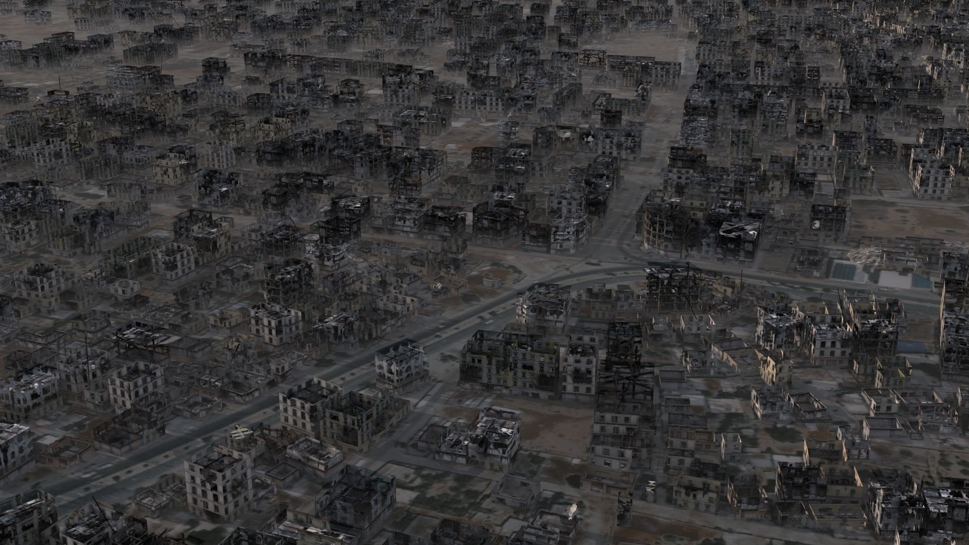 Destroyed City Low-poly 3D model_5