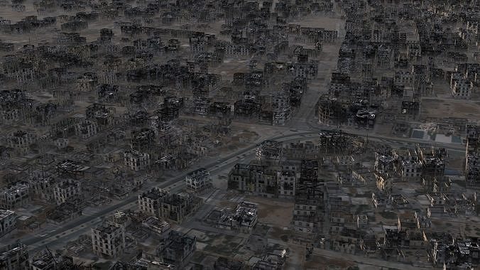 Destroyed City Low-poly 3D model 6