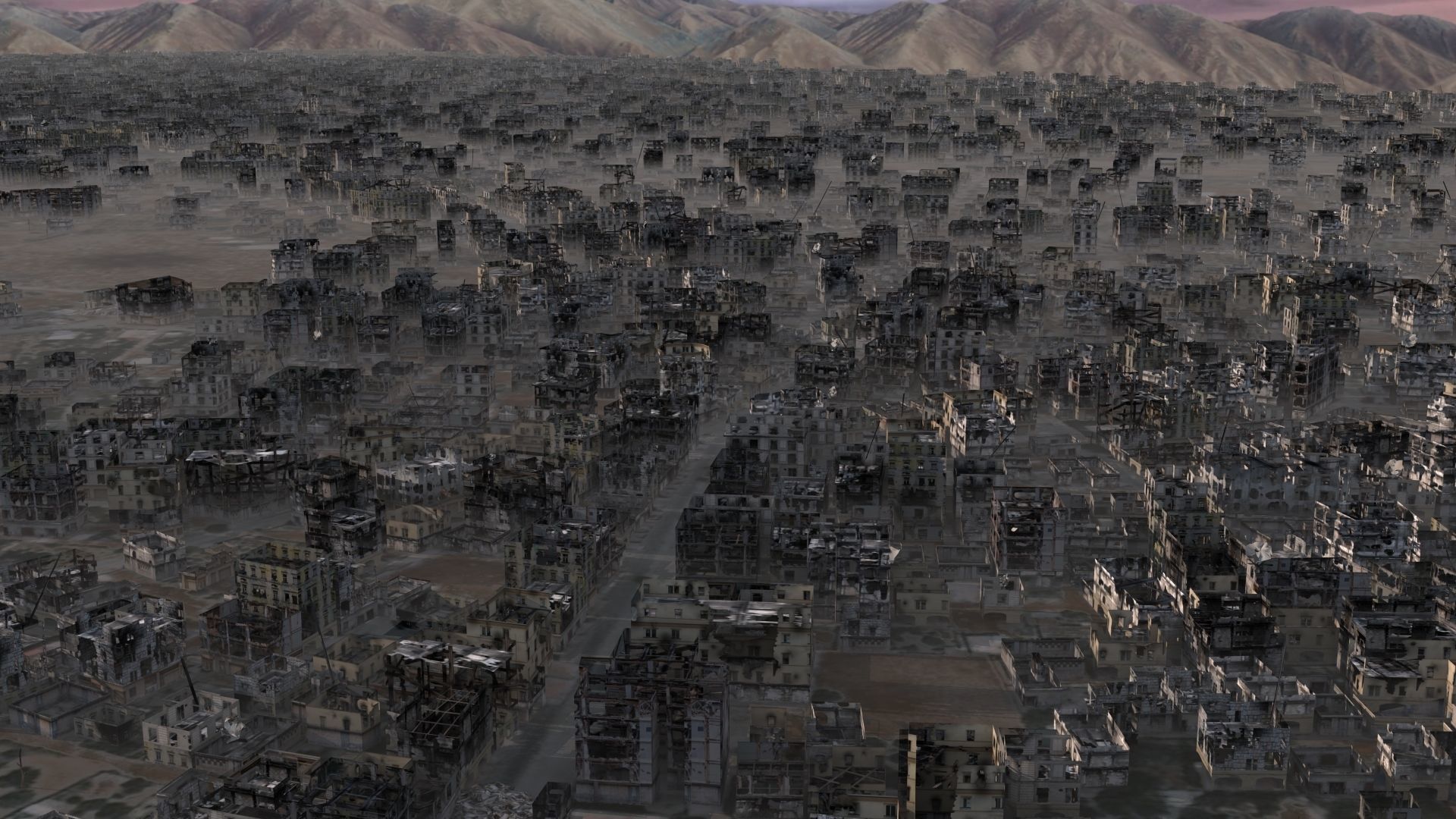 Destroyed City Low-poly 3D model_2